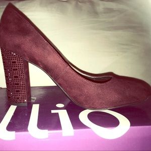 Maroon block heels